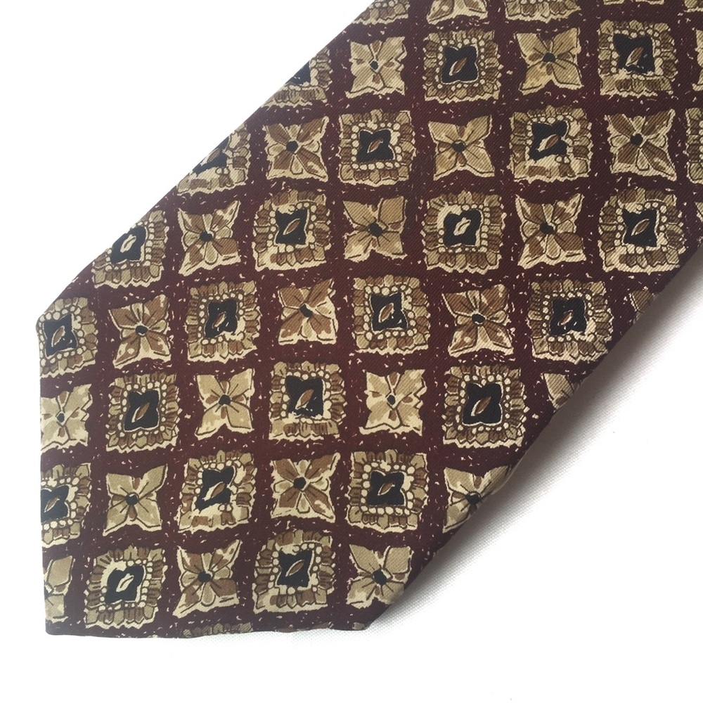 Vintage TOMMY HILFIGER Italian Silk Tie Maroon with Diamonds